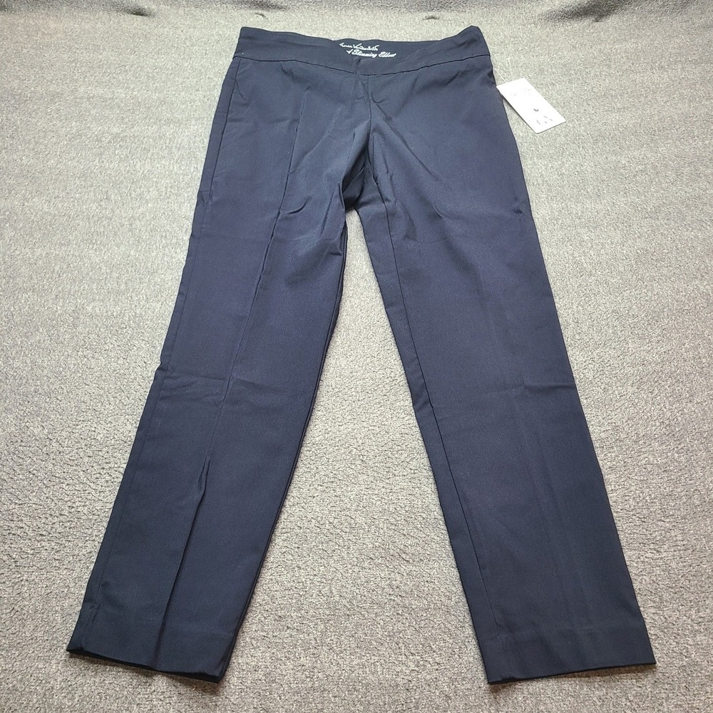 Gloria Vanderbilt Trouser Womens 12P Navy Pull On Slimming Skinny Leg Mid-Rise